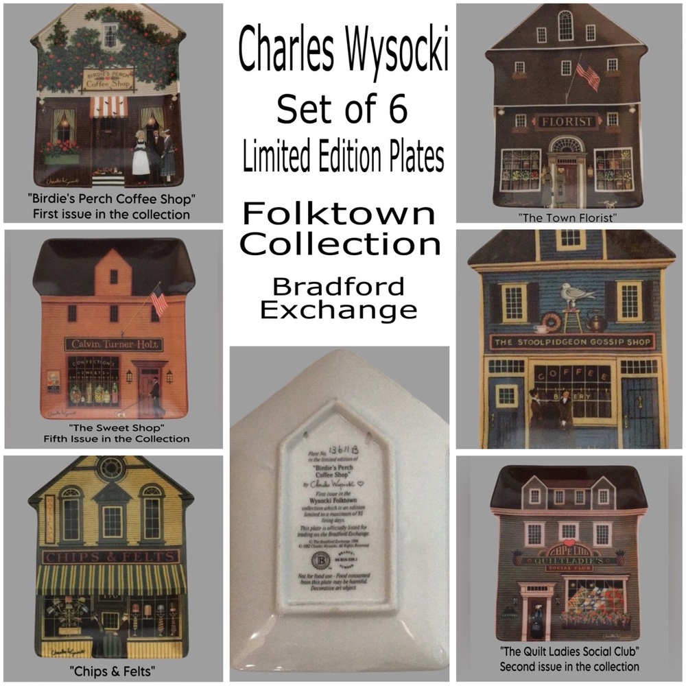 CHARLES WYSOCKI Limited Edition Folktown Collection Six Plates Bradford Exchange